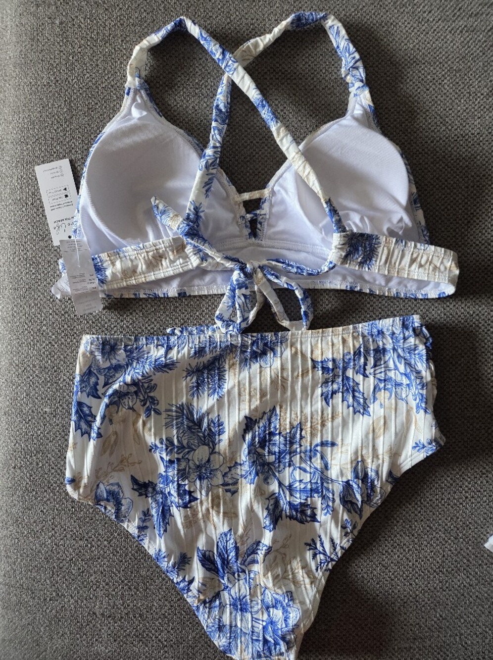 NWT Cupshe Floral Ribbed Bikini Set - Picture 2 of 6